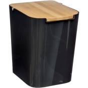 Homemaison - Poubelle avec couvercle en bambou Noir 22.4x24.4 cm - Noir