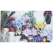 Homescapes - Paillasson imprimé fleurs en pvc, 76 x 45 cm - Imprimé