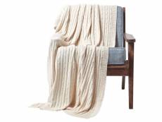 Homescapes plaid en tricot en 100% coton beige, 130