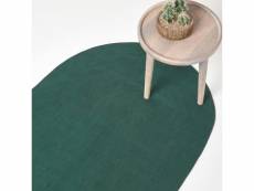 Homescapes tapis ovale tissé à plat en coton vert
