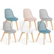 Idmarket - Lot de 6 chaises mandy mix color pastel