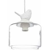 Lampe de plafond luminaire lampe à suspension abat-jour verre oiseau design retro déco vintage, transparent - Ineasicer