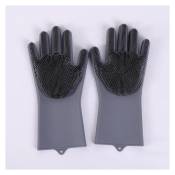 L&h-cfcahl - 1 paire de gants de vaisselle en Silicone antidérapants cuisine étanche gommage isolation magique ménage nettoyage gants Gris240g