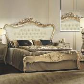 Lit double avec tête de lit baroque et pied de lit