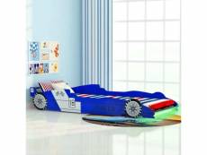 Lit enfant contemporain | lit voiture de course pour enfants avec led 90 x 200 cm bleu