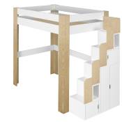 Lit mezzanine avec bureau 140x190 cm bois massif blanc