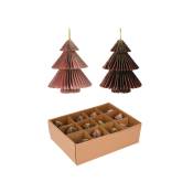 Lot de 12 pendentifs pour arbre de Noël en papier 2 couleurs assorties
