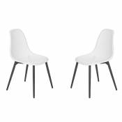 Lot de 2 chaises en résine blanche quadrillée - Noir / Blanc - 46 x 53 x 85 cm