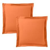Lot de 2 taies d'oreiller 63 x 63 cm / 100% coton 57 fils/cm² - Orange - Orange