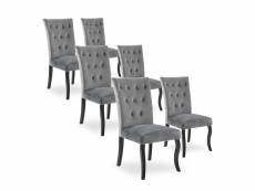 Lot de 6 chaises capitonnées chaza velours gris