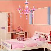 Lustre Simplicité pastorale rose princesse fille chambre chaude chambre enfants lustres en cristal Éclairage décoratifA+ (taille : 3 -heads)