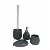 Meubletmoi - Set 4 accessoires gris anthracite salle de bain - Lara