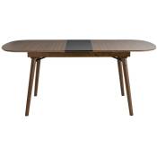 Miliboo - Table extensible rallonges intégrées rectangulaire en bois foncé noyer L150-180 cm sheldon - Noyer / noir