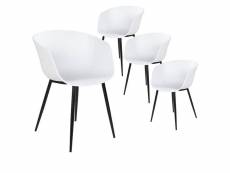 Montana - lot de 4 chaises polypropylène blanc et pieds acier