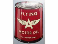 "plaque tole épaisse flying gasoline gros bidon motor oil usa"