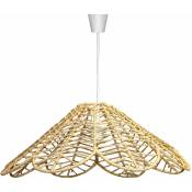 Sans Marque - Suspension luminaire lustre suspension tulipe en raphia - diamètre 59cm x hauteur 27cm lampe luminaire plafonnier - beige