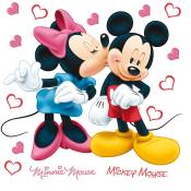 Sticker mural Minnie & Mickey Mouse - 30 x 30 cm de Disney rose, rouge, bleu et jaune