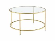 Table basse ronde pour salon petite table stylée plateau en verre pieds en acier 84 x 45,5 cm doré [en.casa]