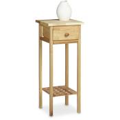 Table console, pour téléphone, entrée salon couloir, avec tiroir, HxlxP: 60x25x25 cm, en bois, nature - Relaxdays