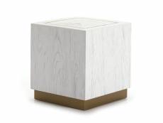Table d'appoint carrée bois blanc et métal doré klass
