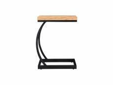Table d'appoint design rectangulaire en bois massif et métal noir l45 cm break