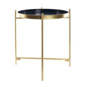 Table d'appoint ronde en métal coloris noir / doré - diamètre 40 x hauteur 50 cm Pegane
