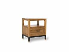 Table de chevet 1 tiroir bois metal marron 50x40x55cm - bois, métal - décoration d'autrefois