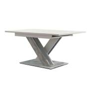 Table Goodyear 103, Blanc + Béton, 76x80x140cm, Allongement, Stratifié - Blanc + Béton