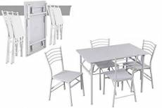 Table pliante blanche avec 4 chaises pliantes 110 x