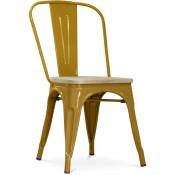 Tolix Style - Chaise de salle à manger - Design industriel - Acier et bois - Nouvelle édition - Stylix Doré - Bois, Acier - Doré