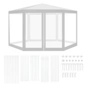 Tolletour - Tente avec moustiquaire Tonnelle tente de réception hexagonale d'extérieur résistante aux uv de Patio.de cour 2x2x2m blanc - blanc