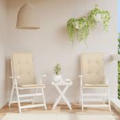 Torana - Coussins de chaise de jardin dossier haut lot de 2 beige tissu