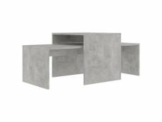 Vidaxl ensemble de tables basses gris béton 100x48x40 cm aggloméré 802916