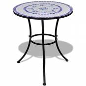 vidaXL Table mosaïque 60 cm Bleu/Blanc Table d'appoint