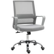 Vinsetto Fauteuil chaise de bureau ergonomique assise réglable en hauteur de 46 à 56 cm pivotante 360° gris