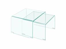2 tables d'appoint gigognes l50 cm en verre trempé - ice 67087168