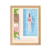 Affiche French Riviera avec Cadre (Bois) 30x40 cm