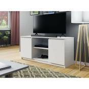 Bestmobilier - Luna - meuble tv - blanc - 120 cm - style contemporain - blanc - Blanc