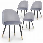 Bianca - Lot de 4 chaises design en velours gris - Gris