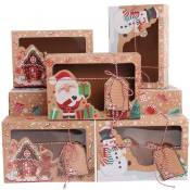 Boîtes à de Noël avec Fenêtre, Boîtes à de Vacances pour Cadeaux, Pâtisseries, Bonbons, Cadeaux, Boîtes de Noël