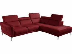 Canapé d'angle en 100% tout cuir épais de luxe italien 5/6 places dalen, rouge foncé, angle droit