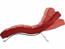 Chaise longue réglable multipositions, en cuir de luxe italien, sweet, rouge