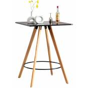 Décoshop26 - Table haute de bar avec plateau carré repose-pieds style scandinave en bois noir hauteur 105 cm