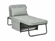 Fauteuil chaise longue lit pouf 4 en 1 dossier inclinable 5 niveaux repose-pied rabattable châssis acier noir tissu gris