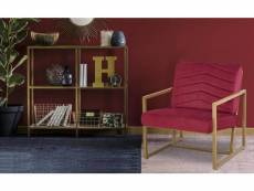 Fauteuil vidor velours rouge pieds or