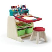 Flip & Doodle Chevalet avec Bureau et Tabouret pour Enfants Table de Créativité en plastique avec boîtes de rangement - Multicolore - Step2