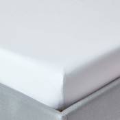 Homescapes - Drap-housse Blanc 100% coton Égyptien 200 fils 180 x 200 cm - Blanc
