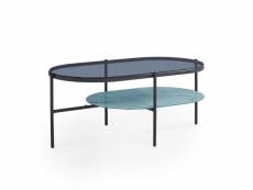 Inae - table basse ovale en verre et métal noir design
