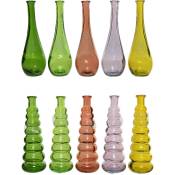 Iperbriko - Vase en verre recyclé 10 couleurs assorties