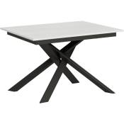 Itamoby - Table extensible 90x120/180 cm Ganty Frêne Blanc - chant de la même couleur que le piètement Anthracite